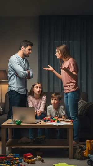 distressed children witnessing intense parental arguments and family conflict