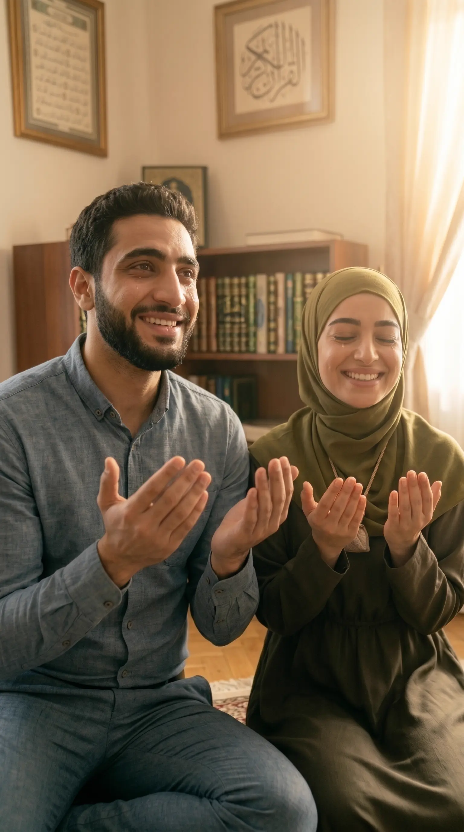 bangalore couple smiling and making dua for love marriage success